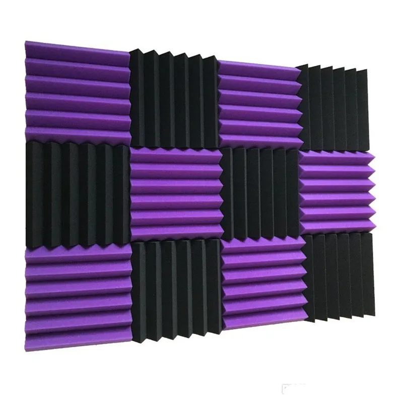 

NEW 12 Pieces 30x30x5cm Wedge Acoustic Soundproofing Studio Foam Tiles Black/Purple