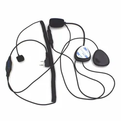 Casque de moto PTT à 2 broches avec microphone pour Mend3207 BAOFENG UV5R UV5RA, talkie-walkie perforé