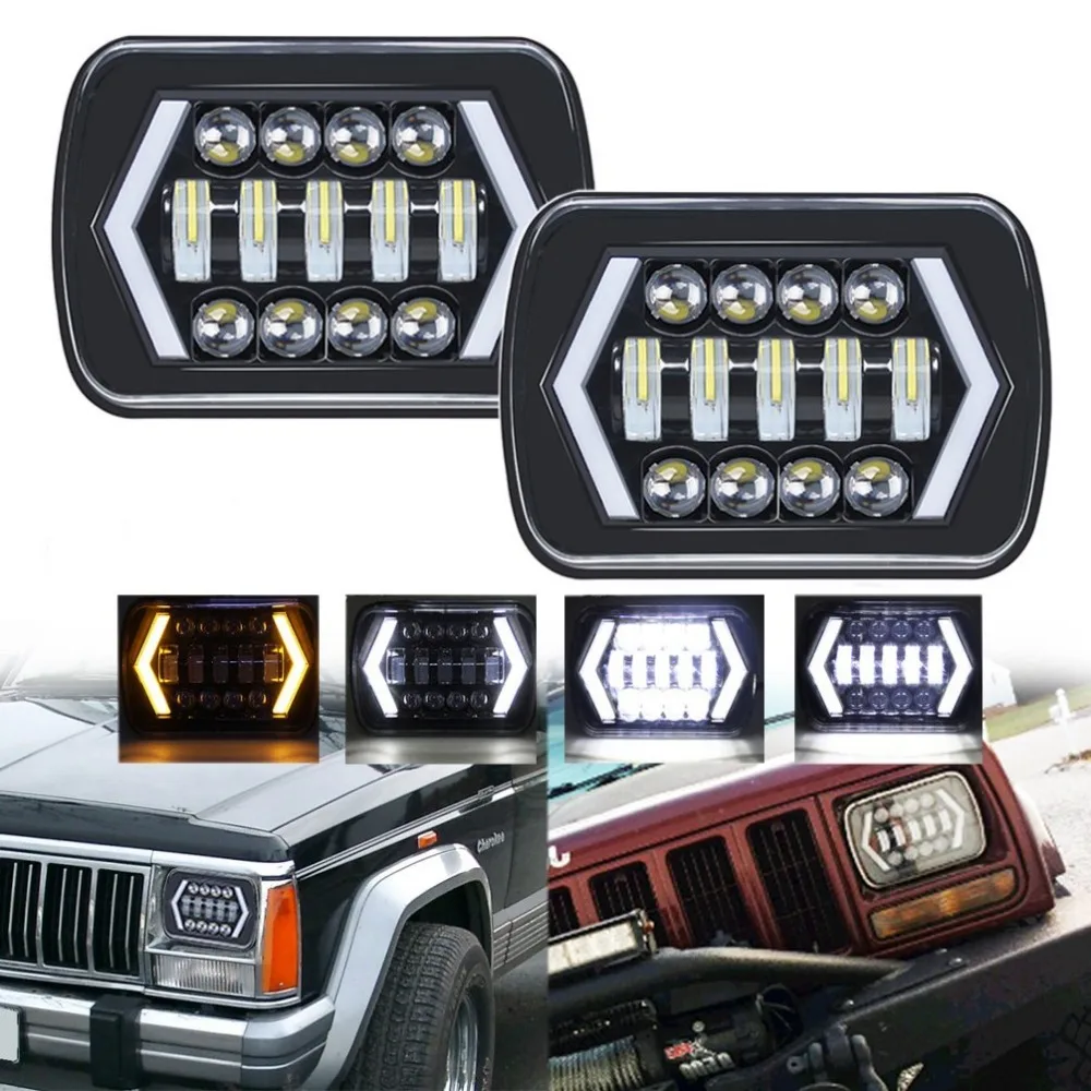 

Car Accessories 7X6 Headlights 90W White DRL Amber Turn Signal Headlight For Jeep Wrangler YJ Cherokee XJ Trucks