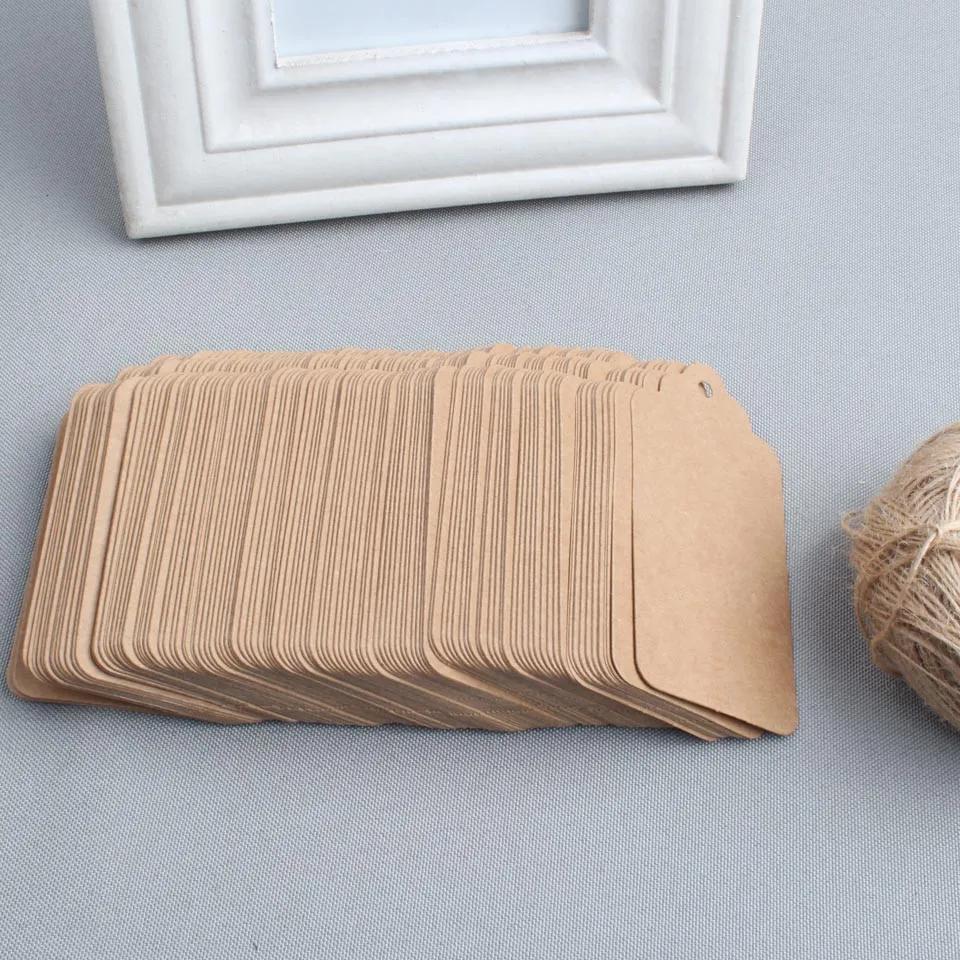 Großhandel 500 Stück 4,5 x 9 cm leere Preisschild Kraftpapier Geschenkanhänger mit Hanfschnüre DIY braunes Papier Kraftetikettenpapier TAGGING – Detail 2