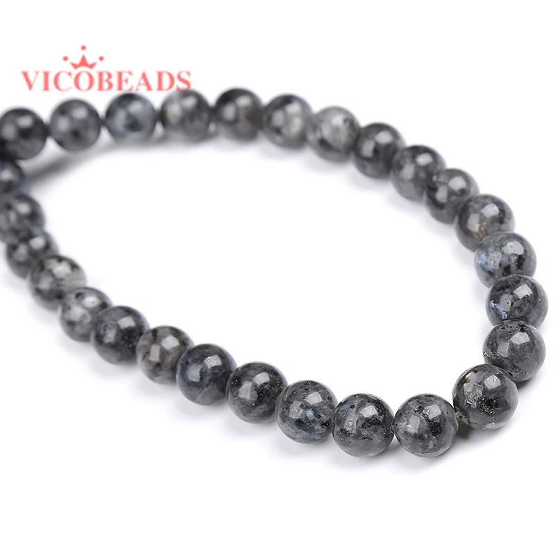 Natural Stone Black Spectrolite Round Beads 4/6/8/10/12MM Labradorite Stone DIY Bracelet Necklace Handmad For Jewelry Making