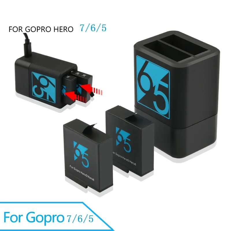 

New 3 Way / Dual LED Power Charger Charging Box Carry Case Battery Housing for GoPro 6 5 Hero 8 7 Black Accessories Battery Case