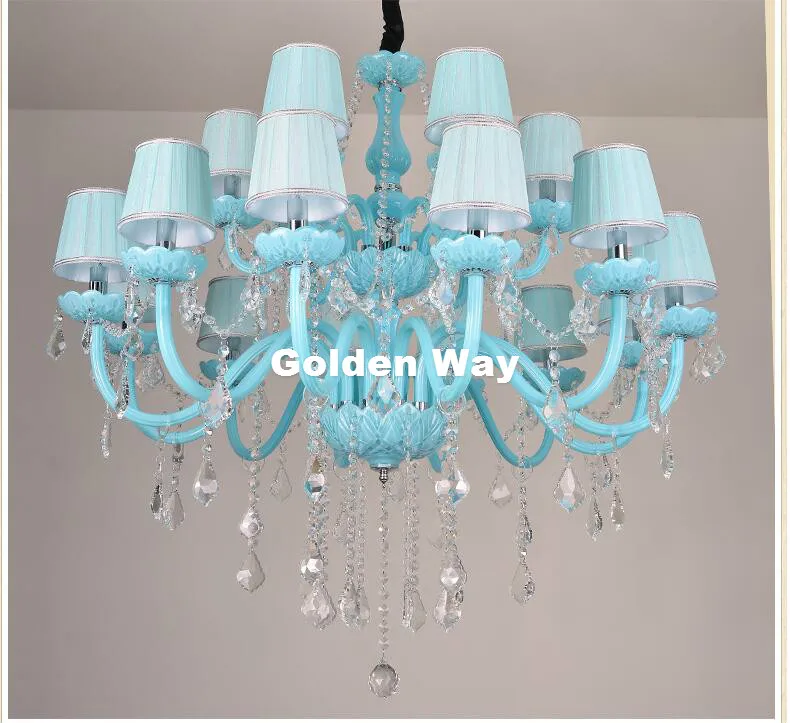 Gratis Verzending Decora Kristallen Kroonluchter Lamp Tiffany Blauw Kristal Moderne Kristallen Kroonluchter Gegarandeerd 100% Crystal Hanglamp