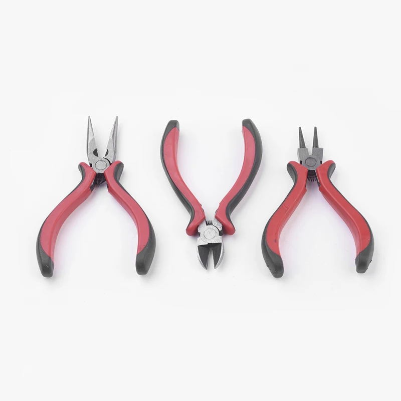 3pcs Stainless Iron Jewelry Tools Kit for ewelry Making Round Nose Pliers Wire-Cutter Pliers and Side-Cutting Pliers 110~127mm