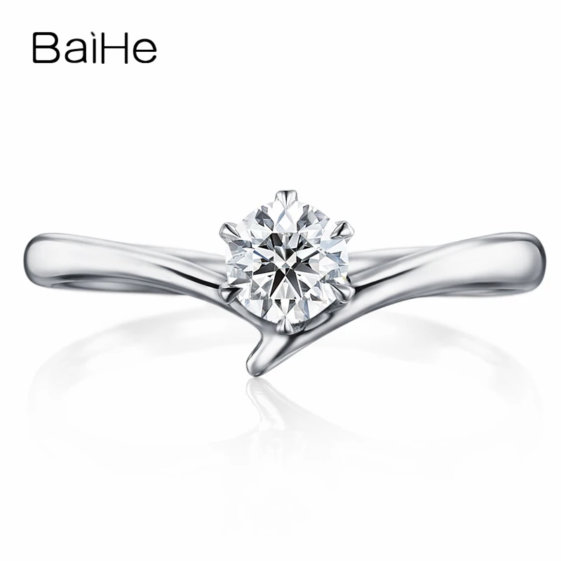 

BAIHE Solid 18K White Gold 0.20ct FG/SI Natural Diamond Ring Women Men Wedding Trendy Fine Jewelry Making Anillo diamantes Anel