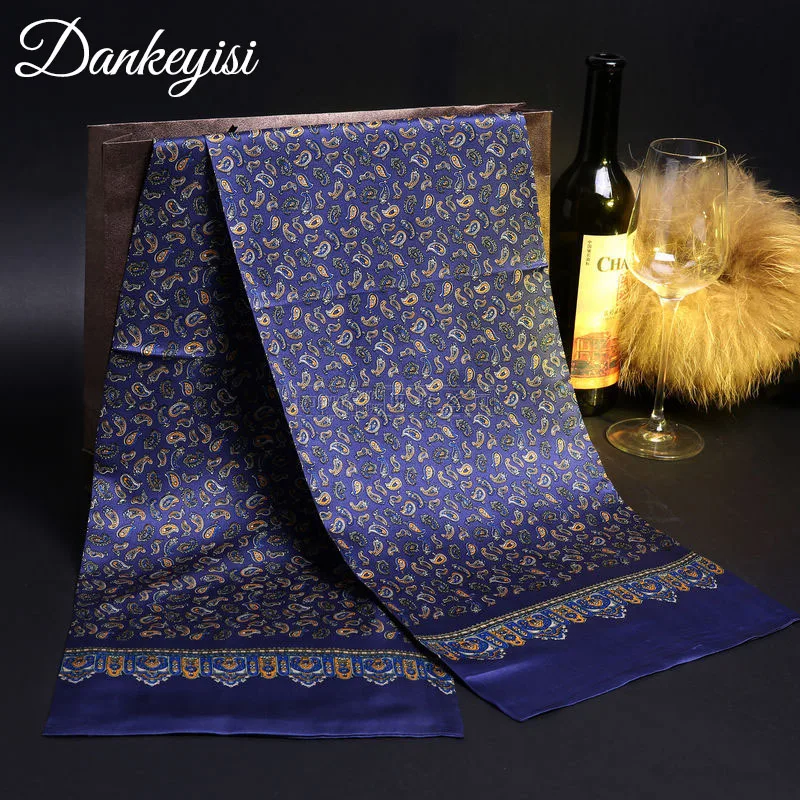 DANKEYISI Silk Neck Scarf Men Scarf Male Long Cotton Man Basic Scarf Women Bufandas Bandana Neckerchief Business Casual Scarfs