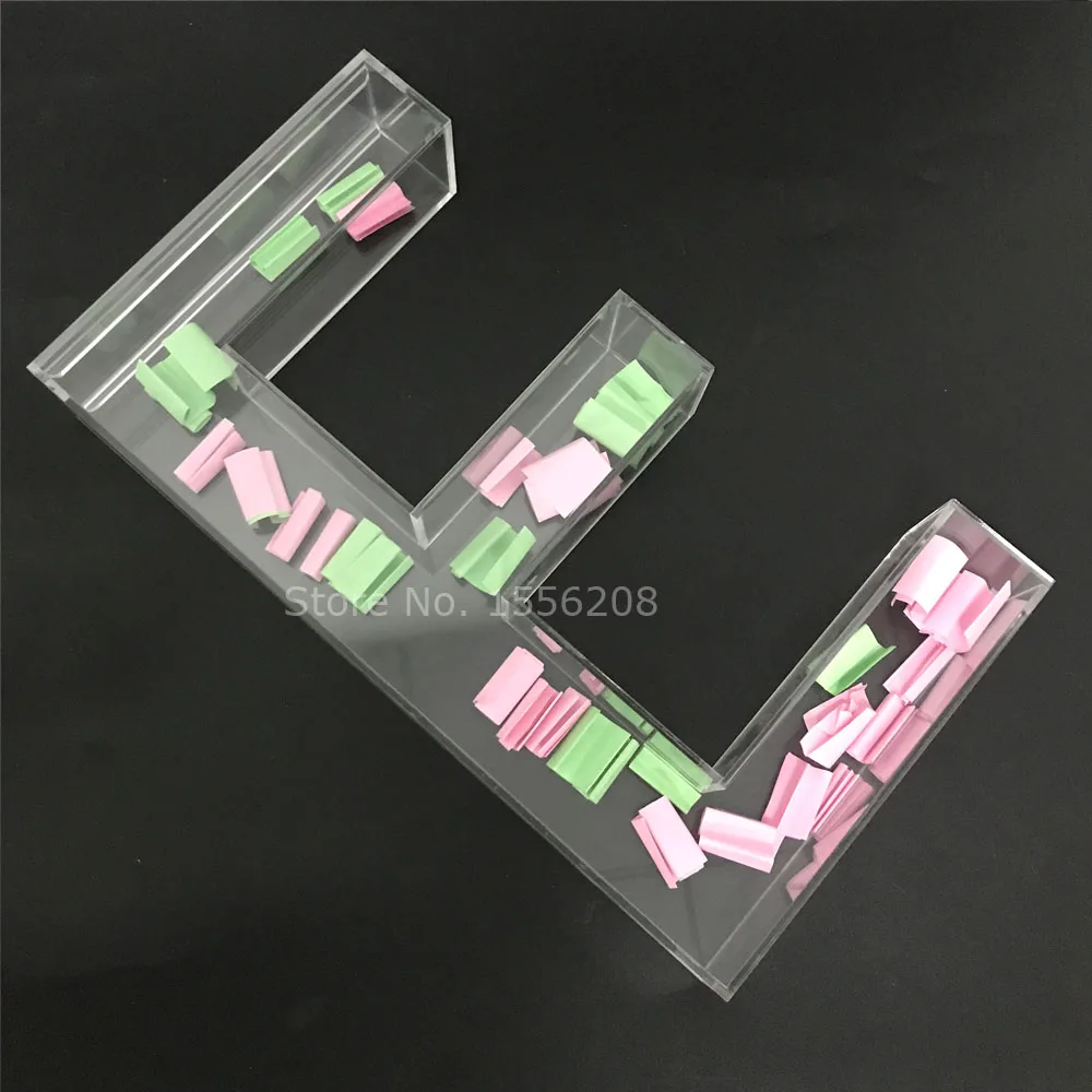 30cmH Freestanding Hollow Plexi Acrylic Glass Fillable Letter 26 Alphabet Candy Box With Lid Party Wedding Desk Decoration Craft