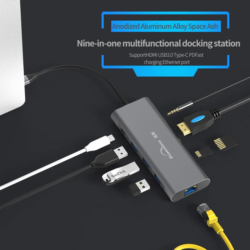 Imagem -04 - Blueendless Usb-c tipo c 3.1 Divisor Portas Usb c Hub para Multi Usb 3.0 Hdmi Adaptador para Macbook Pro Acessórios Usb c Hub