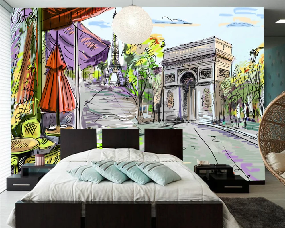 Paris Street Painting 3d wallpaper mural papel de parede,living room sofa TV wall children bedroom wall papers home decor