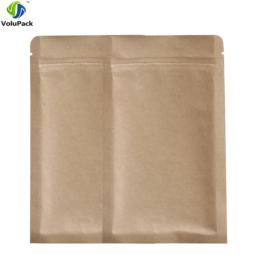 Zipper Top Seal Kraft Paper Mylar Bag, Aluminum Foil Coated Inner, Powder Seasoning Sugar Tea Bags, Mini Size, 100Pcs Lot