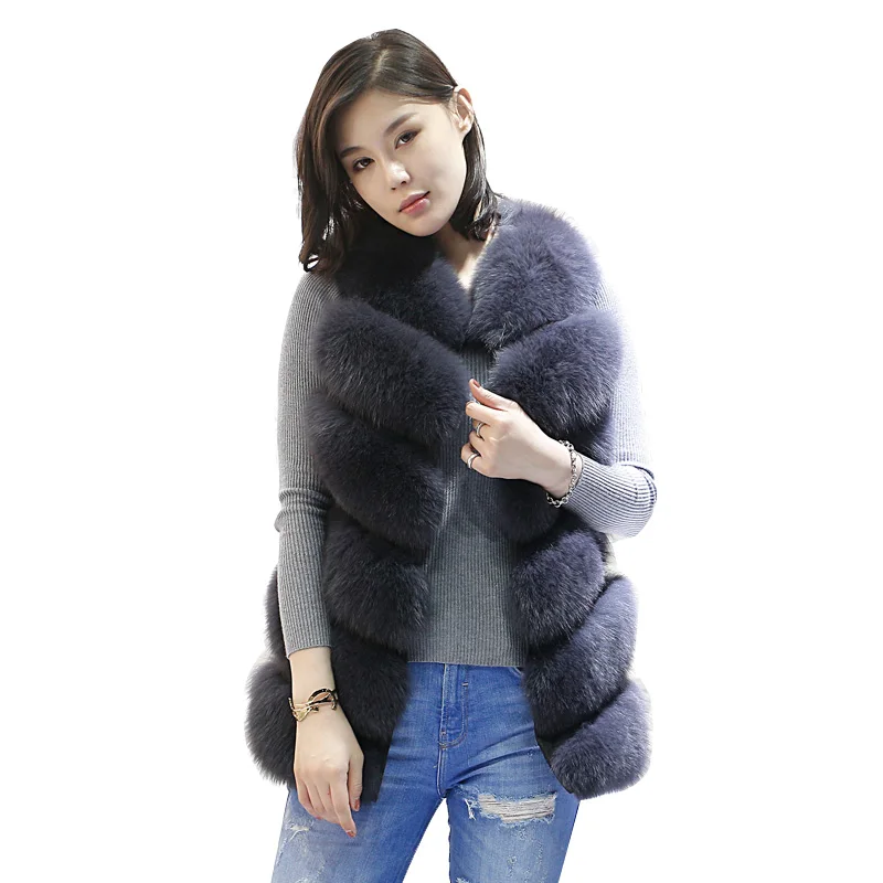 

New Winter Genuine Fox Fur Vest Women's Full Pelt Gilet Warm Luxury Natural Fox Fur Waistcoat