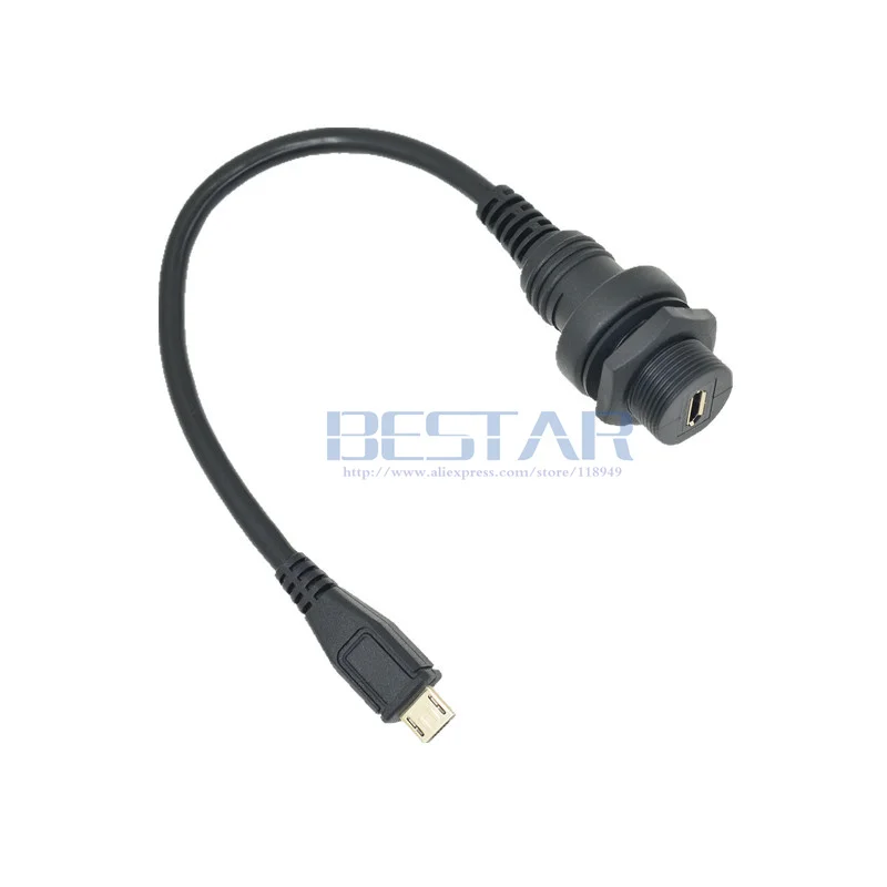 (80pcs/lot) 15cm Micro USB 2.0 IP67 Waterproof Cable,Micro-USB IP 67 Male to Female Panel Mount Water Proof Connector Extension