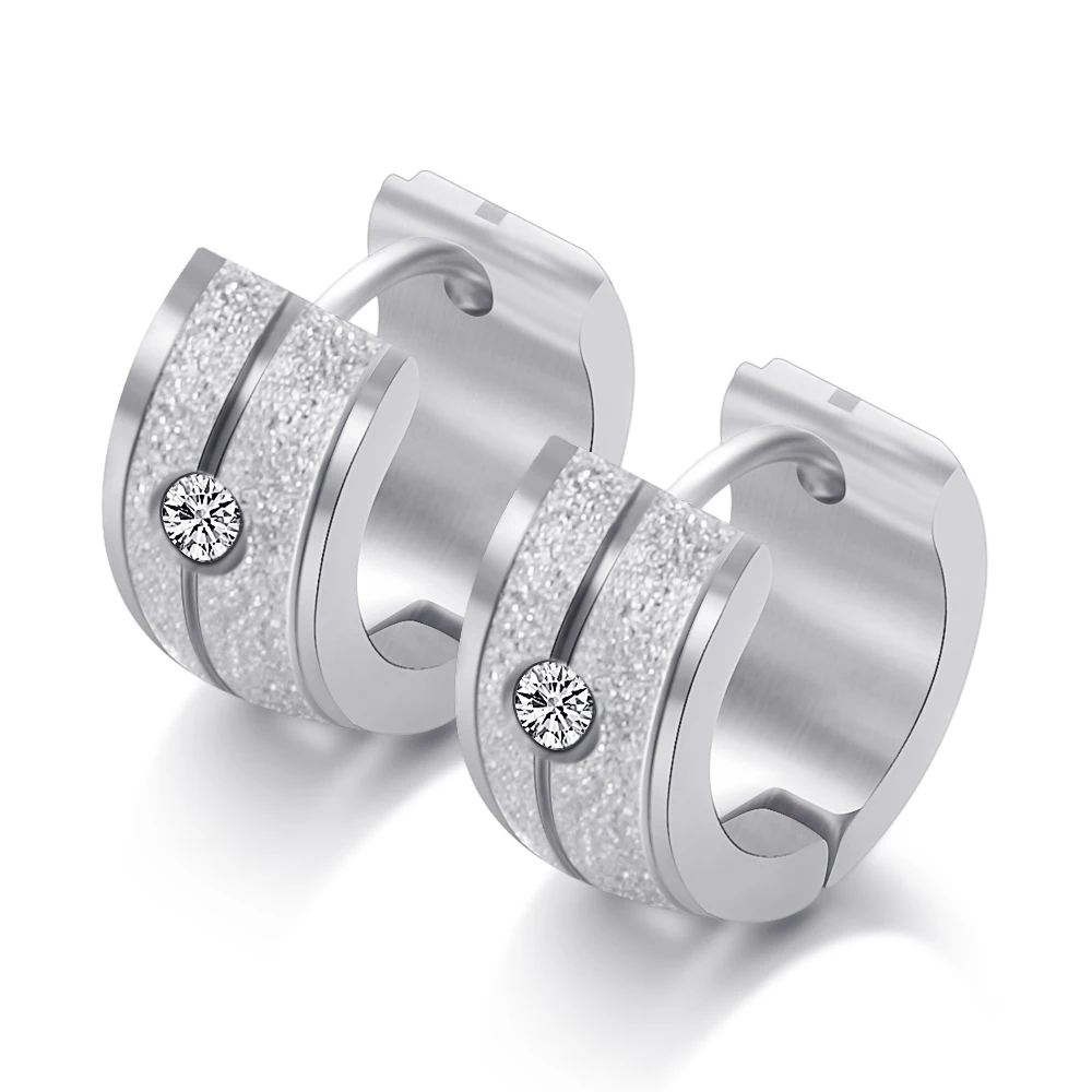 Factory Price Stainless Steel Wedding Earrings Pendientes Jewelry Small Round Hoop Women Crystal Earrings