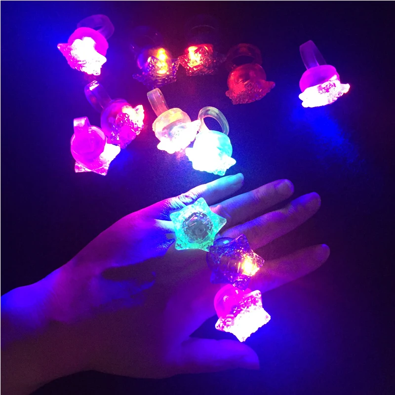 60pcs Flashing LED Light Glow Love Ring Star Elastic Rubber Ring Blinking Party Favor Adult Child Glow Christmas New Year Decor