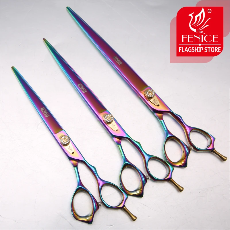 Fenice Professional 7 / 8 /9 inch Titanium Coated Pet Grooming Scissors Dog Cutting Shears  Japan 440c Stainless Steel