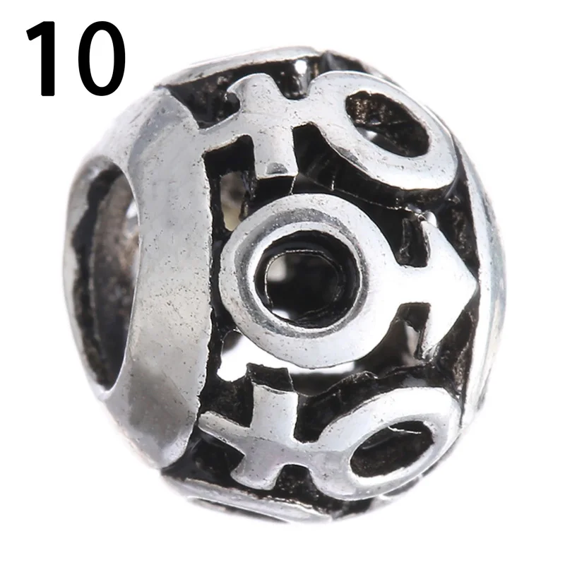 10*12mm Antique Silvercolor Round European  4.3mm Hole Big Hole Beads Spacer Bead for DIY Jewelry Making Charms Bracelet Finding