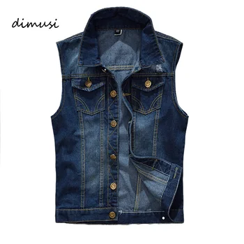 Dimusi masculino denim colete vintage sem mangas lavado jeans colete homem design algodão cowboy rasgado jaqueta masculina 5xl, ya663