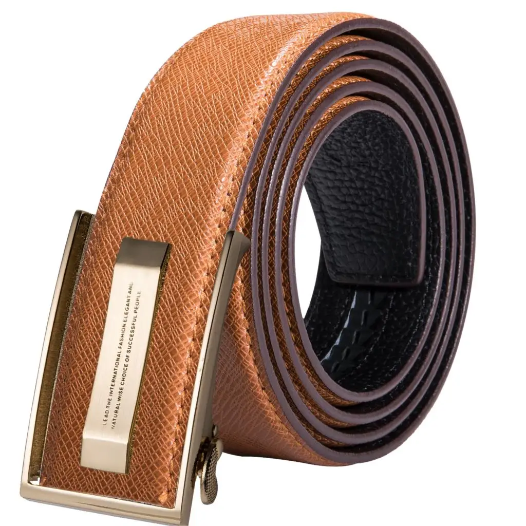 Hi-Tie Men's Orange Brown Belt for Jeans New Yellow Green Blue Leather Jeans Belts Fashion Cowboy Genuine Leather Belt Strap