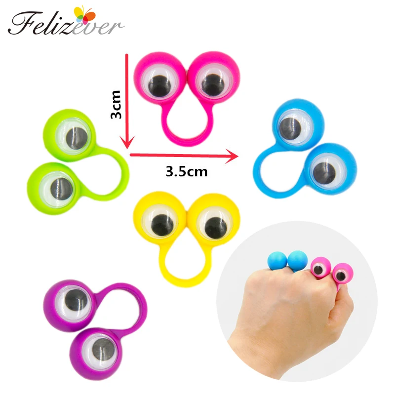 24PCS Eye Finger Puppets Plastic Rings with Wiggle Eyes Party Favors for Kids Assorted Colors Gift Toys Pinata Fillers Birthday