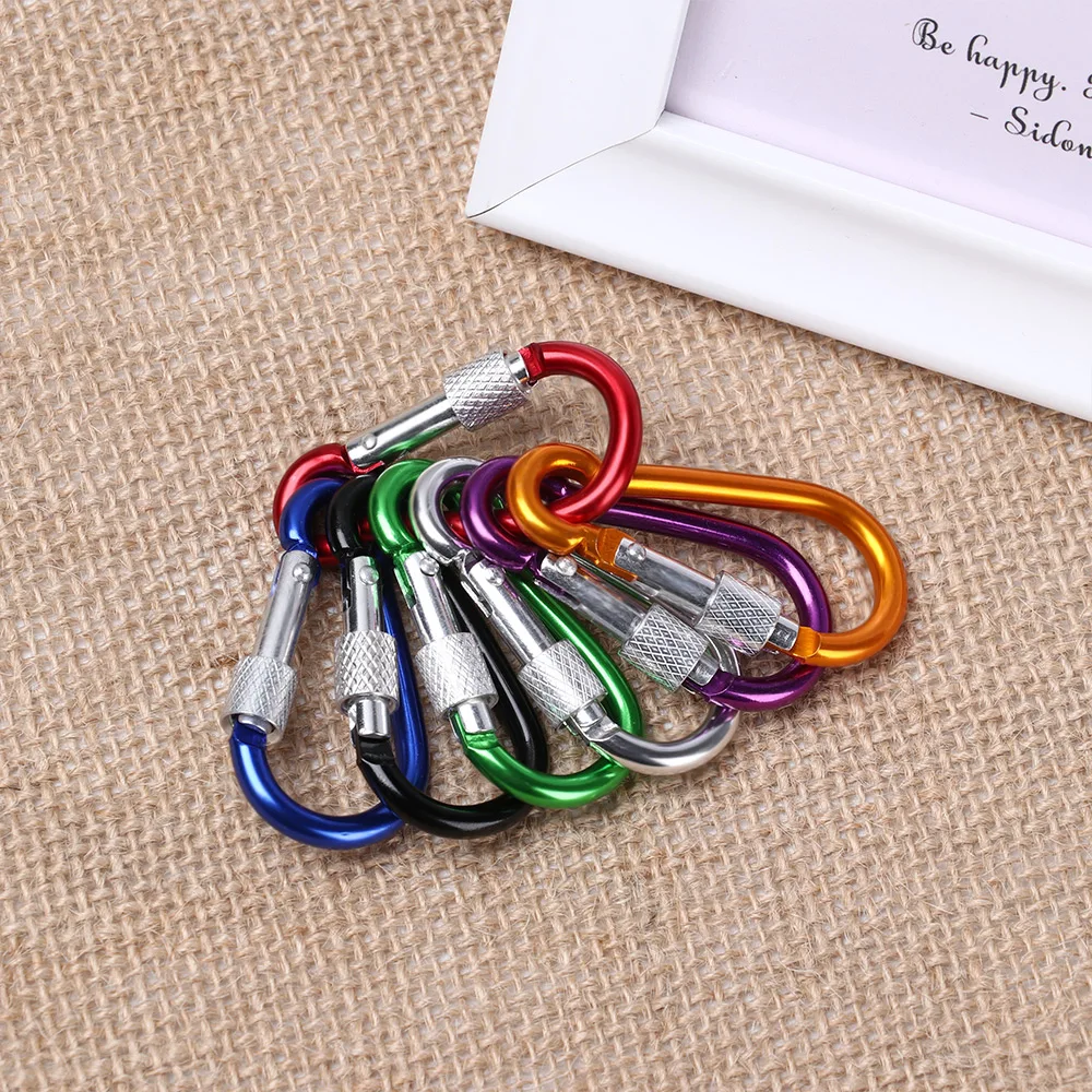 10Pcs 46mm Colorful Aluminium Safety Climbing Button Alloy Carabiner Camping Hiking Hook Outdoor Equipment Buckle Keychain