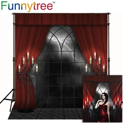 Funnytree photo backdrop light curtain terror candle Rainy night Halloween  photography photocall photobooth photo shoot