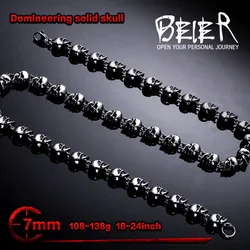 BEIER Domineering 7mm Width Stainless Steel Punk Rock Skull Chain Custom Long Necklace High Quality BN1031