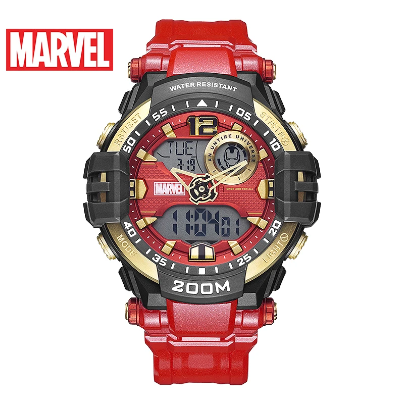 Marvel lron Man Avengers 200m Waterproof Quartz Digital Wristwatch Dual Display Clock Male Relogios Masculino For Mens Watches