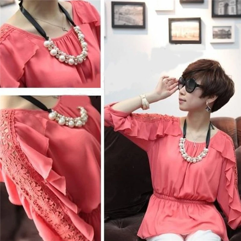 Korean Beads Crystal Lace Choker Necklace For Woman New Bohemian Fashion Jewelry Handmade Ethnic Statement Necklaces