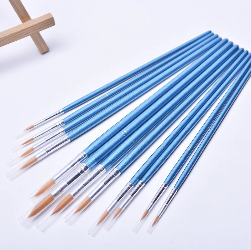 12pcs Paint Brushes Art Set For Acrylic/Oil/Watercolor Painting Nylon Wool Blue Art Supplie