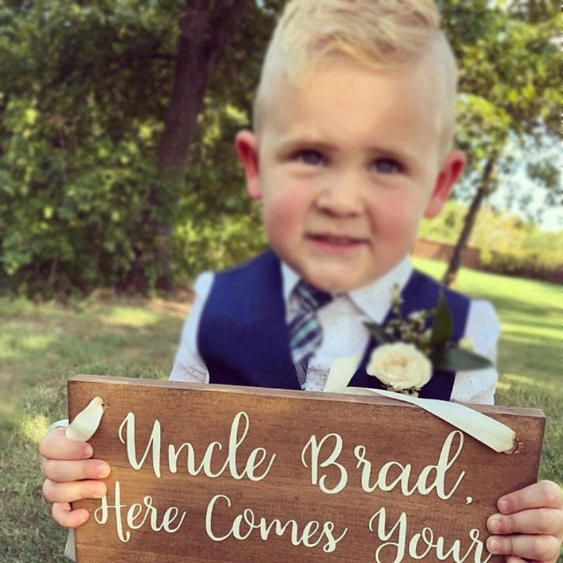 Personalised Here Comes The Bride Sign Art Decals Wedding Decor Ring Bearer Flower Girl Sign Vinyl Sticker Custome Name