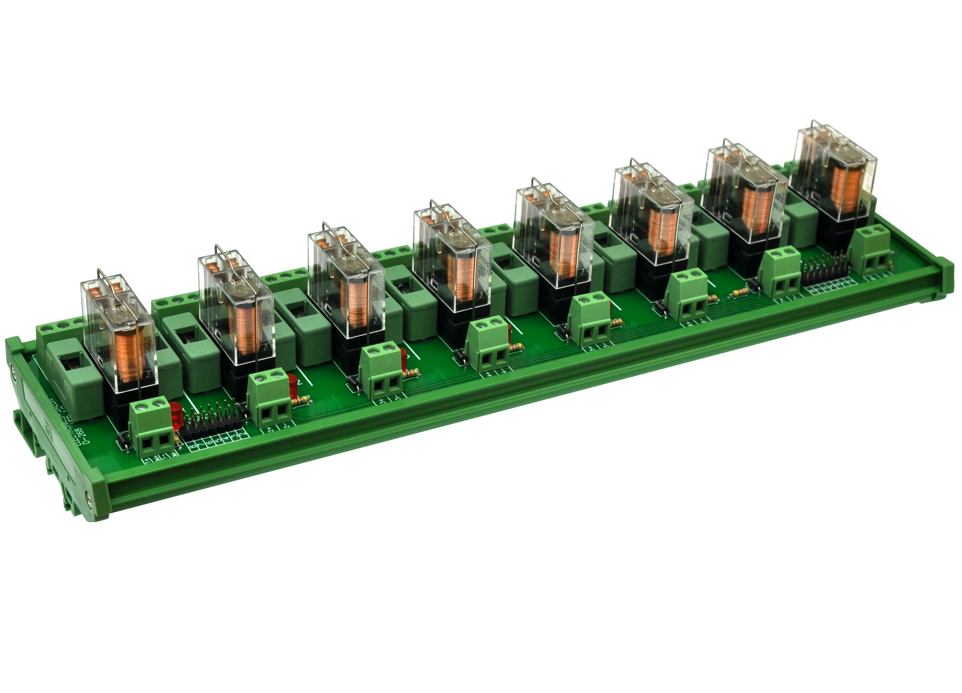 

DIN Rail Mount Fused 8 DPDT 5A Power Relay Interface Module, G2R-2 5V DC Relay.