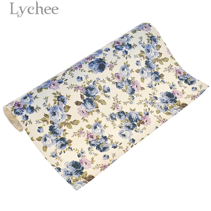 Lychee Life 29x21cm A4 Flowers Litchi Leather Fabric High Quality Floral Pattern Synthetic Leather DIY Material For Handbag