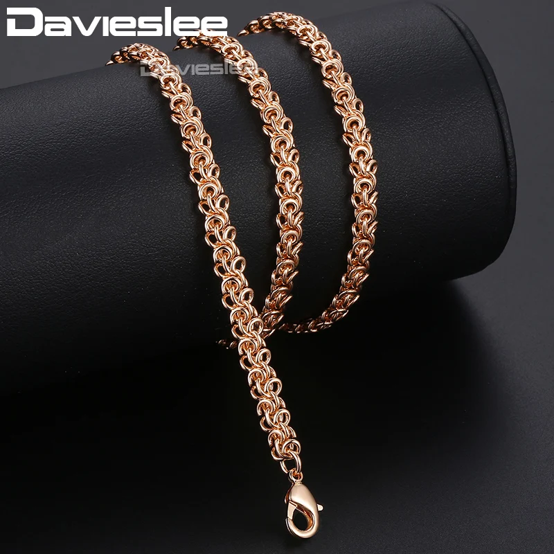 Davieslee Mens Womens Necklace 585 Rose Gold Color Swirl Link Chain Necklaces For Men Woman Jewelry Dropshipping 6mm DCN13