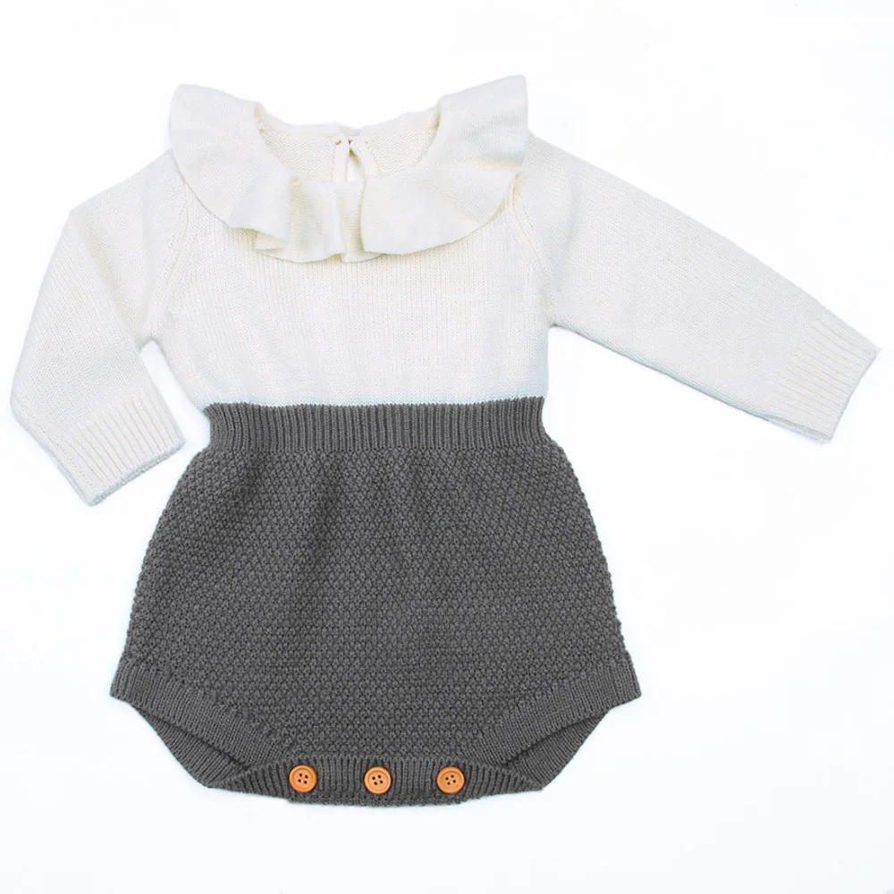 Newborn Baby Girl Clothing Rompers Wool Knitting Tops Long Sleeve Romper Warm Outfits Clothes Baby Girls