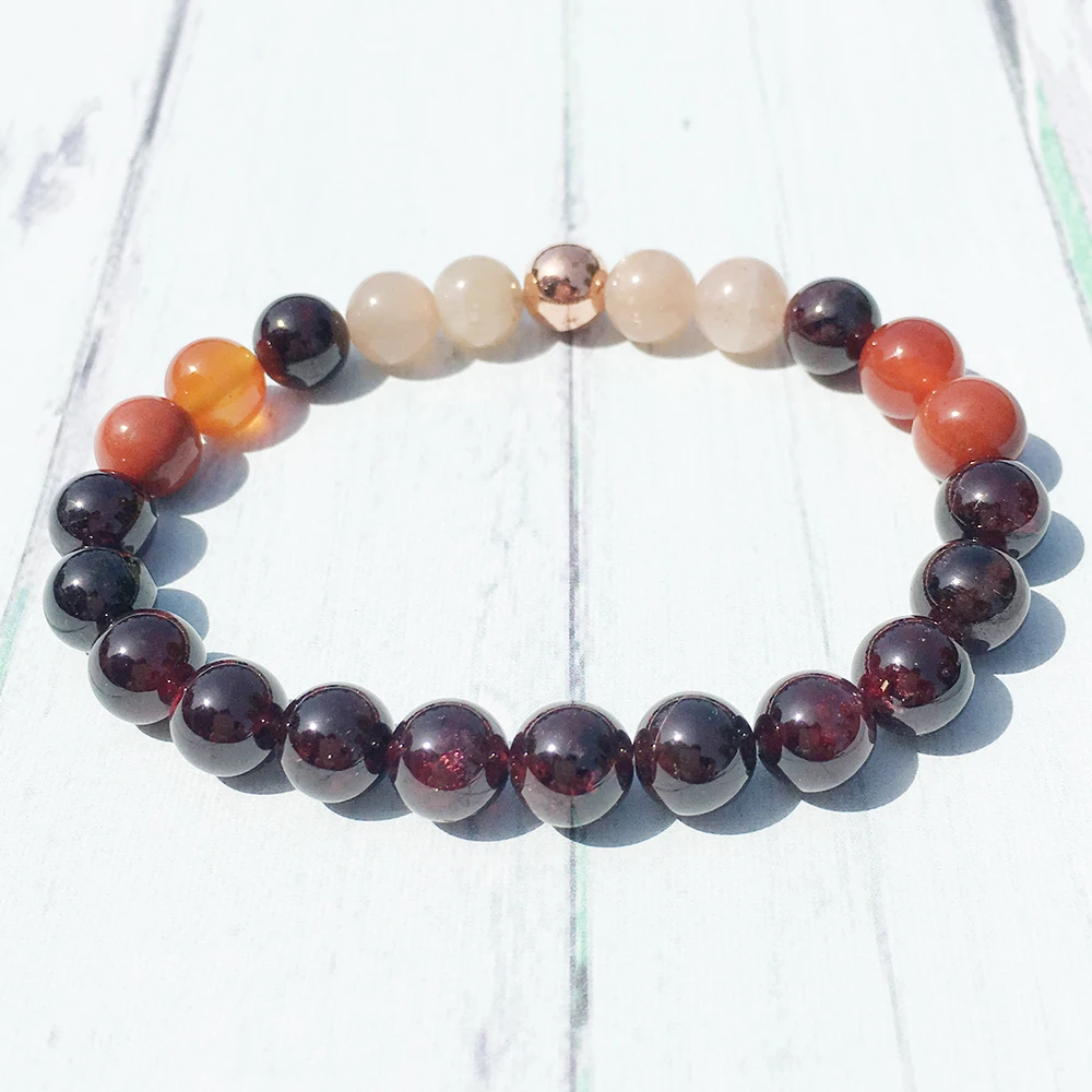 MG0449 Natural 8 MM Garnet Gemstone Bracelet Carnelian Suntone Red Jasper Bracelet Manifestation Confidence Jewelry Wholesale