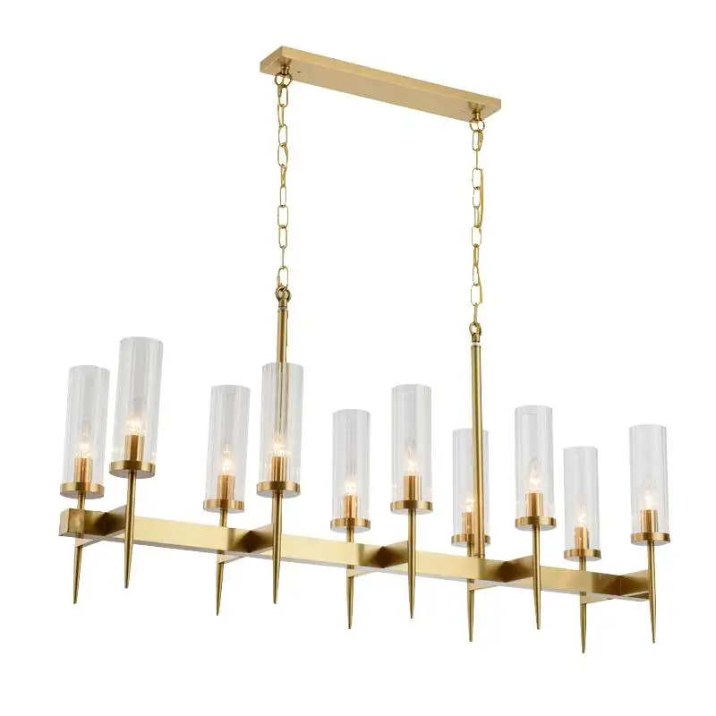 

Rectangular Chandeliers Nordic Restaurant Blown Glass Hanging Lamps Modern Lighting Dining Room High Copper Chandelier Hotel