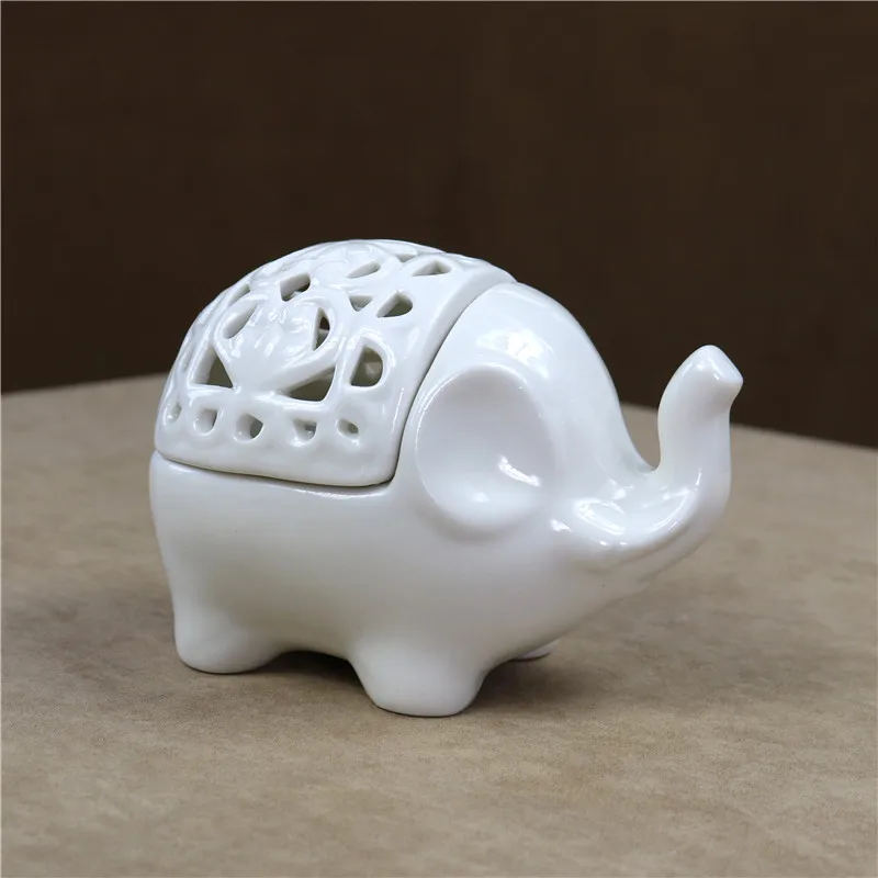 Cutout Porcelain Elephant Candle Holder Decorative Ceramics Elephant Miniature Aroma Burner Houseware Ornament Craft Accessories