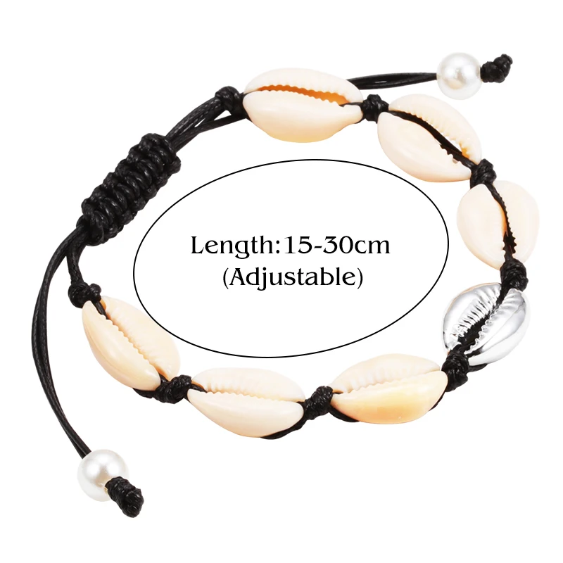 Hot Sell Handmade Shell Bracelet Boho Beach Natural Seashell Conch Beads Bracelets Women Jewelry Charm Cowrie Adjustable Bangles