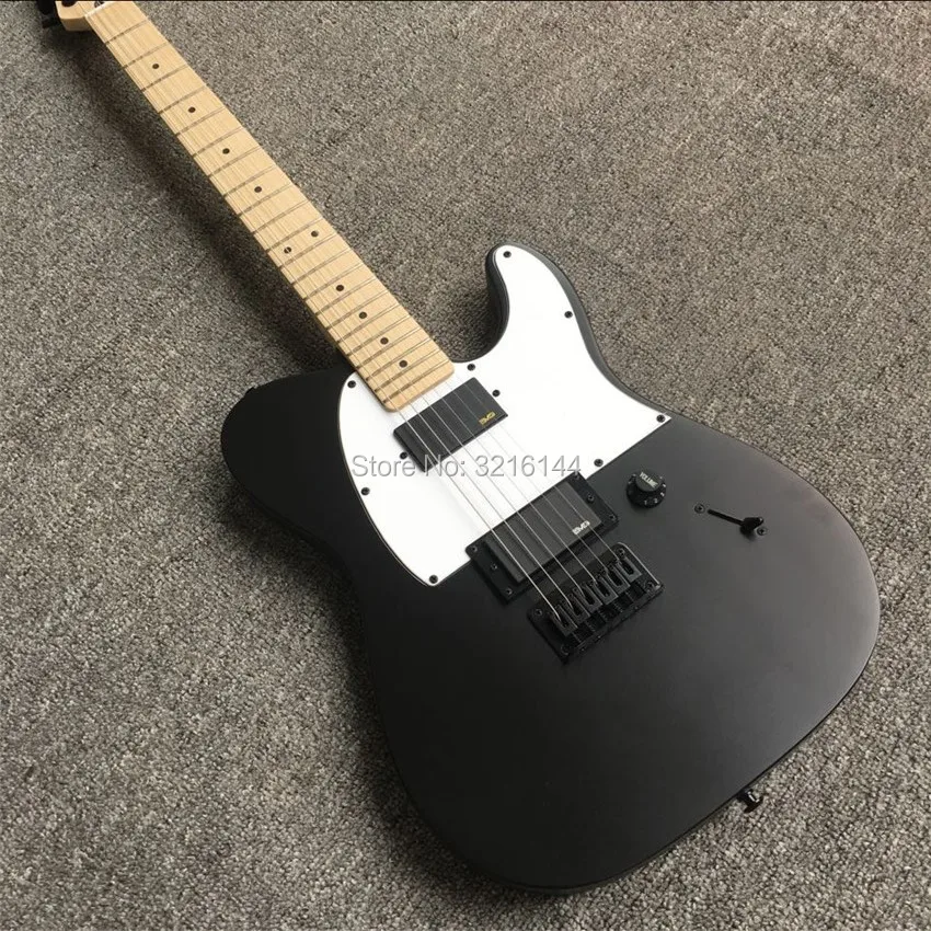 

High quality black frosted inferior smooth electric guitar, concave waist design, black string lock button and black hardware,
