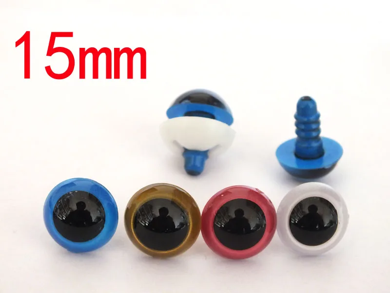 free shipping!!!40pcs/lot 15mm colored safety doll eyes-blue/gold/pink and white