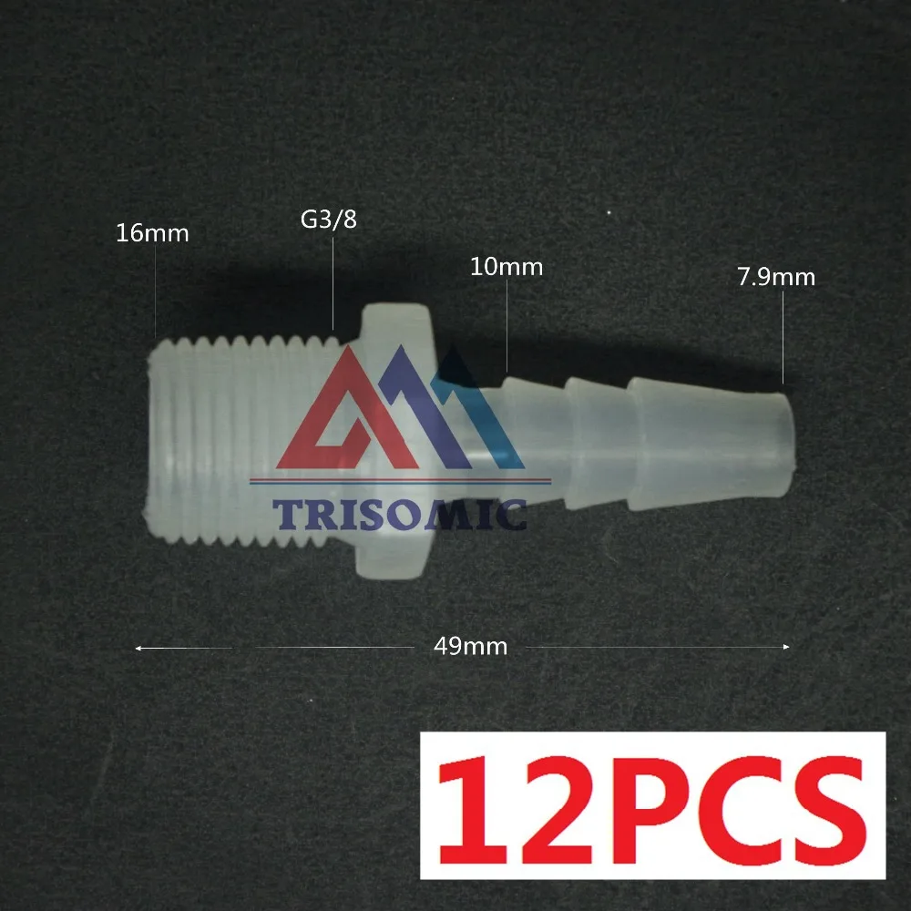 

12 pieces 7.9mm-G3/8 Straight Connector Plastic pipe Fitting Barbed Connector with thread Material PP Fish Tank Airline