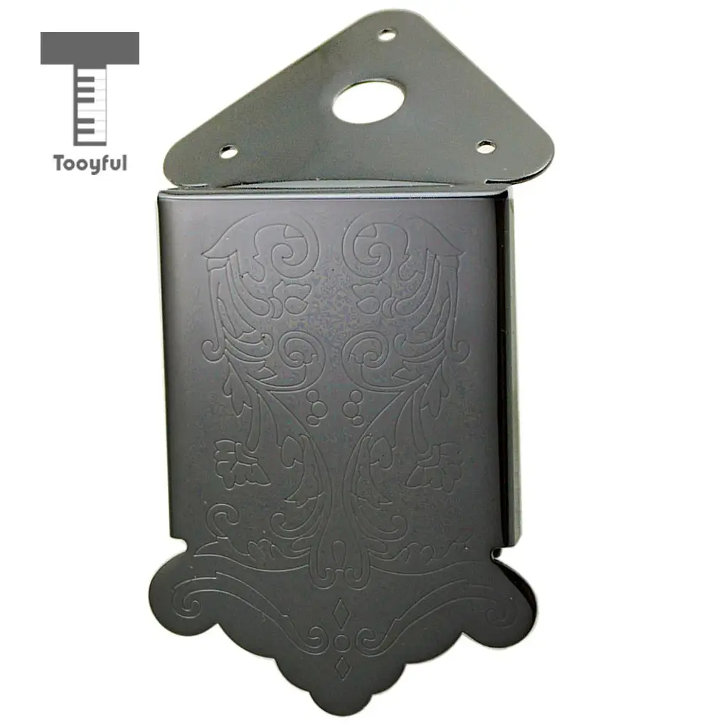 Black Mandolin Tailpiece Bridge Tail Flower Pattern Metal 47x48.5mm Luthiers Tool