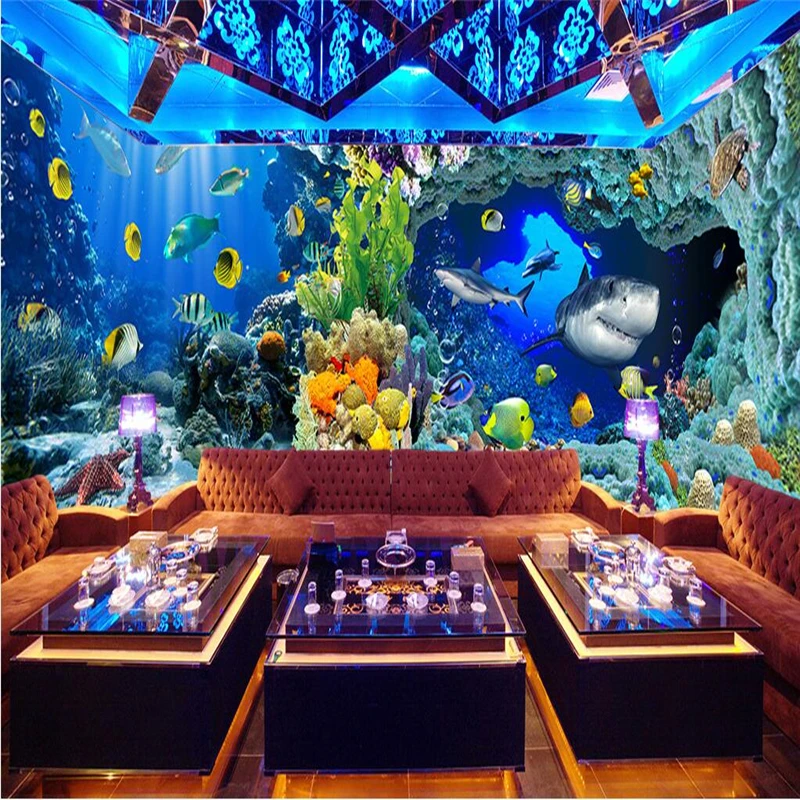beibehang Underwater World Aquarium Theme Backdrop Custom 3D photo wallpaper wall paper bedroom sofa wall mural paper painting