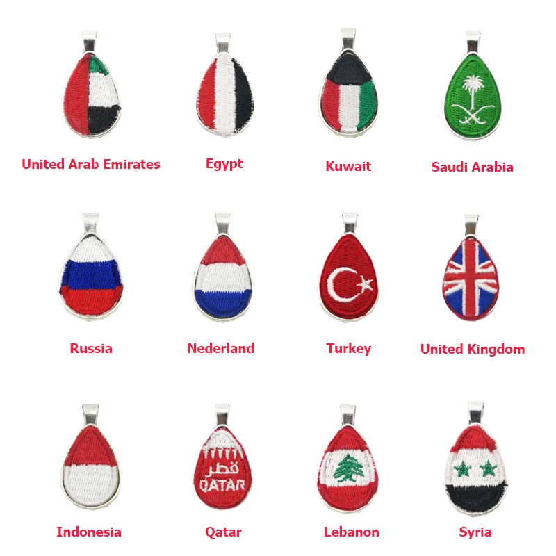 World Flag embroidery Pendant Saudi Emirates Turkey Kuwait Egypt Lebanon Russia Syria Qatar Netherlands  Indonesia UK