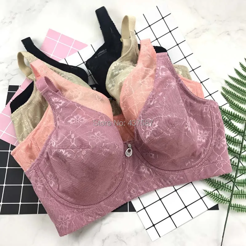 Khaki lace bra full coverage C D E F G cup brasssiere big breast Large bust bras 36-48 soft comfort Breathable push up bh C3204