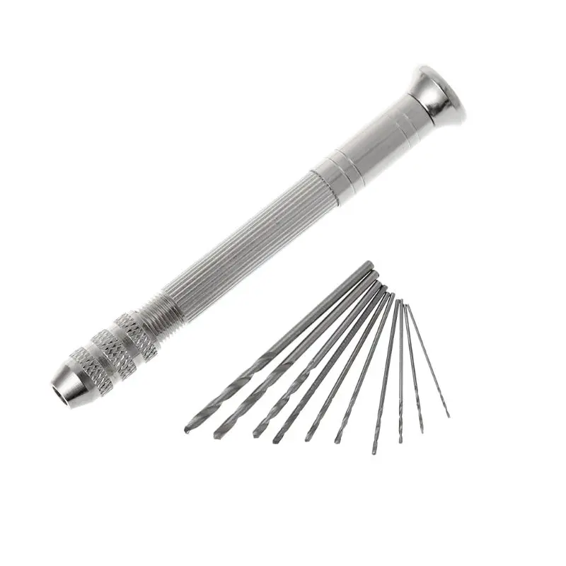 Swivel Head Pin + 10pcs Micro HSS Twist Drill Bits For Jewelry Watch Hobby Hand Tool