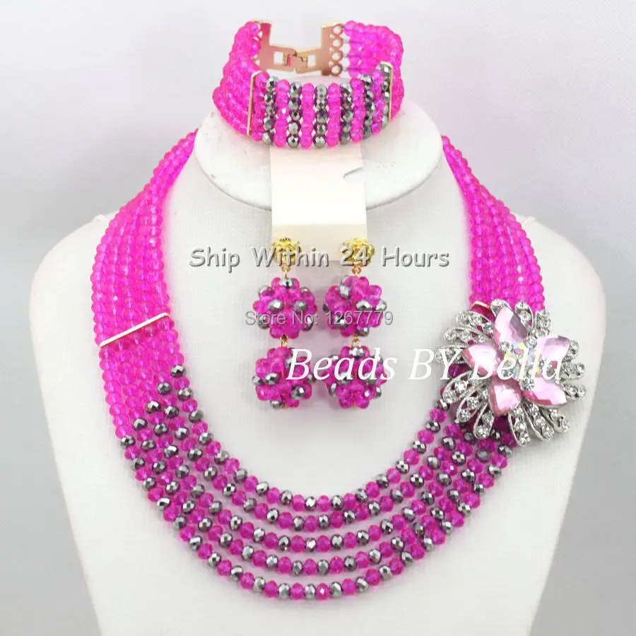 

Lovely African Wedding Beads Bridal Jewelry Sets Nigerian Beads Necklace African Costume Jewelry Set Free Shipping ABC1006