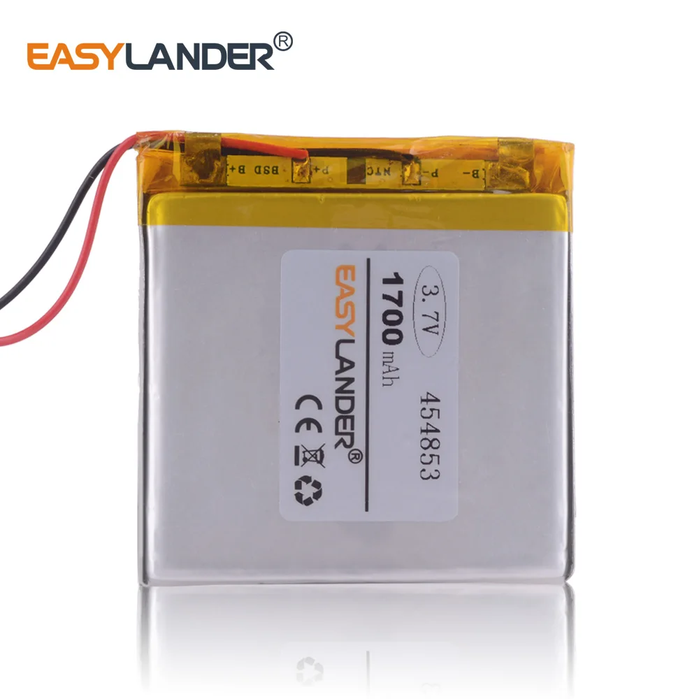 454853 3.7V 1700mAh Rechargeable Lithium Li-ion Polymer Battery For GPS navigation console MP3DVR toys E-book Phone 454852