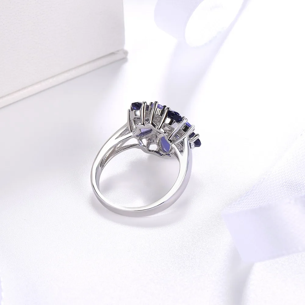 Imagem -04 - Sterling Silver Iolite Tanzanite Anéis de Casamento para as Mulheres Pedras Preciosas Naturais Acentos Jóias Finas Presente Elegante Hutang-925