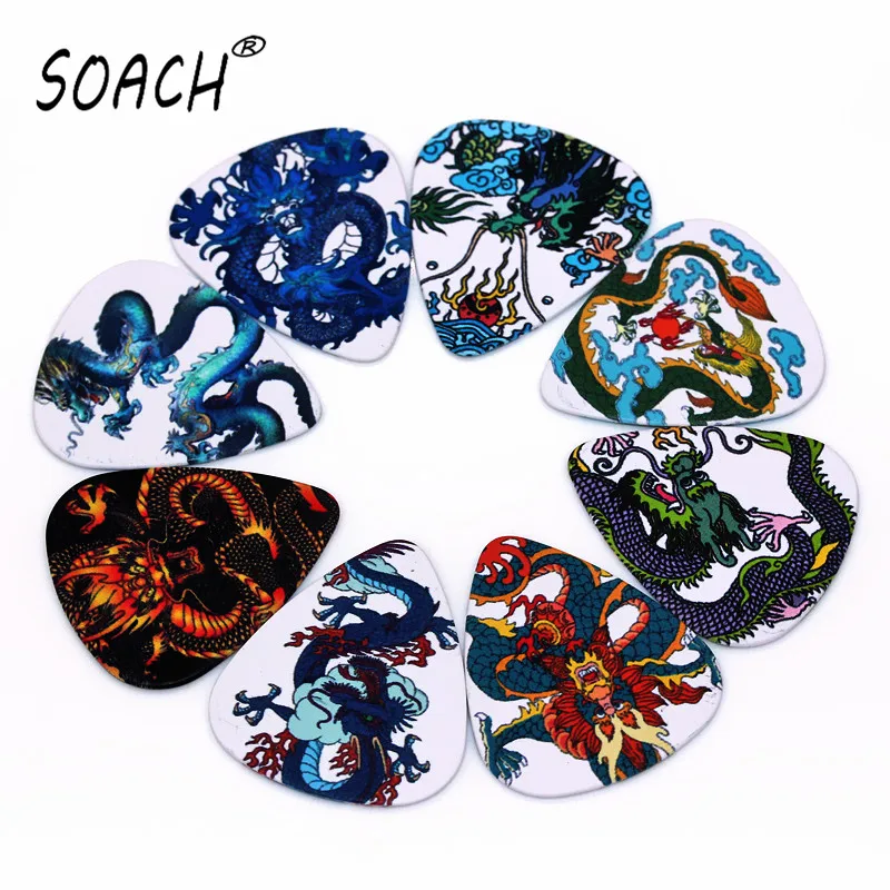 SOACH 50pcs Newest dragon Guitar Picks Thickness 0.71mm pick Guitar Accessories for ukulele bass Musical instrument accessories